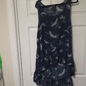Torrid Blue Hi-Low Top with White Dragonfly Design